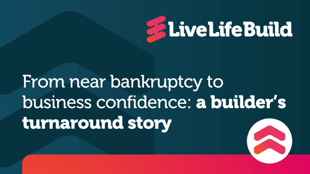 From Near Bankruptcy to Business Confidence on white background with photo of Amelia Lee and Duayne Pearce and Live Life Build Logo